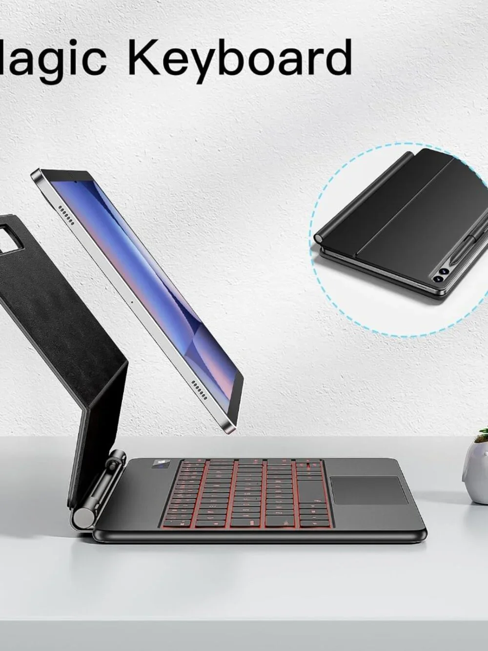 Magnetic Keyboard Case for Samsung Galaxy Tab S10+/S9+/S9 FE+/S8+/S7+/S7 FE